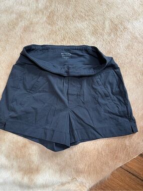 Athleta Black Performance Fold-Over Waist Athletic Shorts